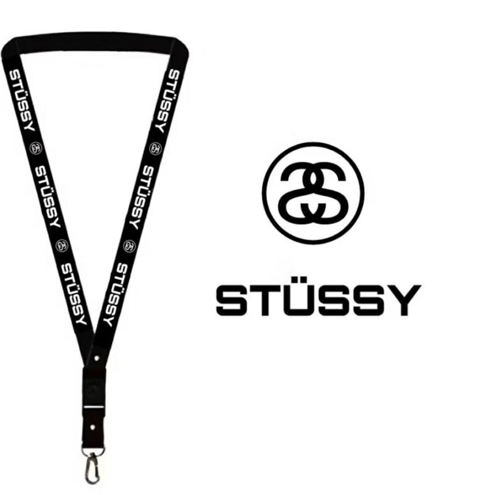 Black and White Lanyard with Metal Clip